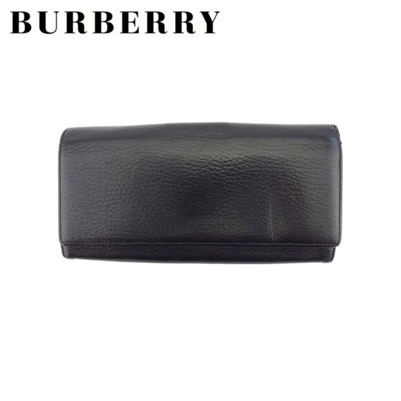 BURBERRY Long Wallet Logo Leather Authentic Used - Picture 1 of 11
